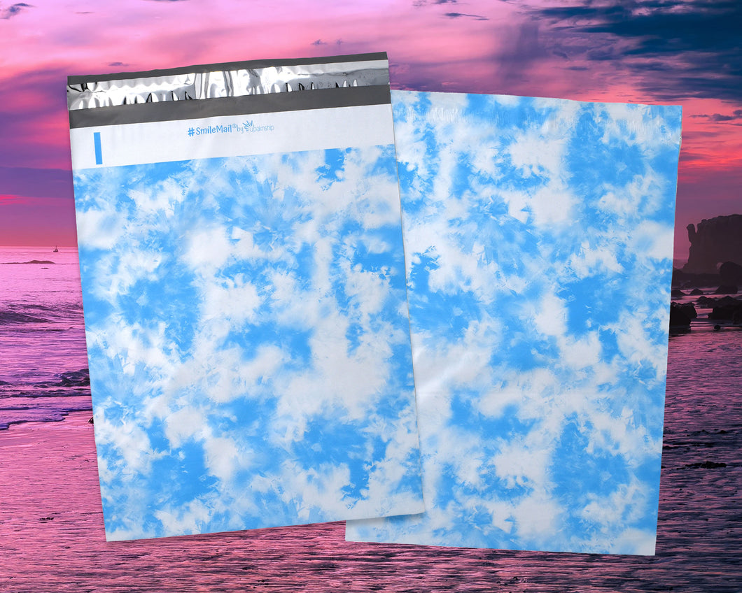 10x13 Inch Sky is the Limit" Cloud Print Design Self Sealing Mailing Shipping Bags, Beautiful Blue, White Flat Self Sealing Envelopes, USPS