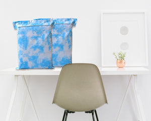 10x13, 14x17  Sky is the Limit&quot; Cloud Print Design Self Sealing Mailing Shipping Bags, Beautiful Blue, White Flat Self Sealing Envelopes