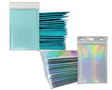 4x8&quot; Purple Lilac, Nude Pink, Holographic, Blue Midnight, Aqua Ice Blue, Burgundy Metallic Bubble Mailers, Padded Envelopes, 4x7.25 Inside