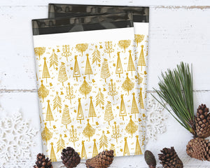10x13 Snowmen, Gold Trees, Teal Snowflake, Winter, Fall, Theme Poly Mailers Combo, Flat Self Seal Shipping Mailing Wonderland Postal bags