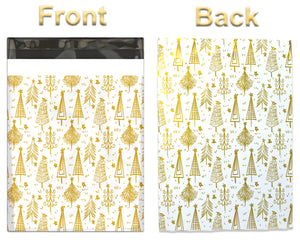 10x13 Snowmen, Gold Trees, Teal Snowflake, Winter, Fall, Theme Poly Mailers Combo, Flat Self Seal Shipping Mailing Wonderland Postal bags