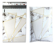 4x8&quot; Marble Poly Bubble Mailers, Padded Self Sealing Shipping Envelopes, Unique Mosaic Gold, Black, White 4.25x7 Usable space Durable Mailer