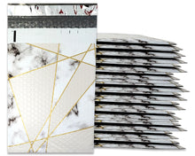 4x8&quot; Marble Poly Bubble Mailers, Padded Self Sealing Shipping Envelopes, Unique Mosaic Gold, Black, White 4.25x7 Usable space Durable Mailer