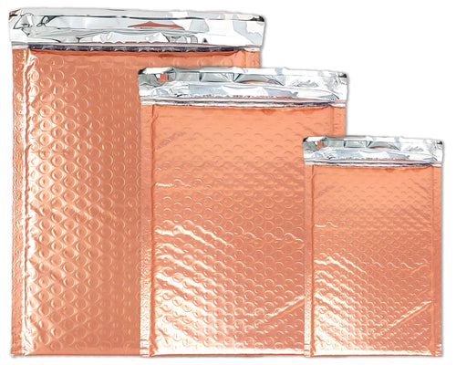 8x12, 6x10, 4x8" Assorted Sunset Peach Metallic Bubble Mailers,  Lightweight Self-Seal Padded Shipping Envelopes, Air Protective Shipping