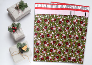 10x13 Christmas Decorative Tree Bulbs Winter Poly Mailers, Flat Self Seal Shipping Mailing Business Envelopes, Non Padded Mail Postal bags
