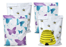10x13 Inch Purple Butterfly and Honey Bees Print Design Self Sealing Mailing Shipping Bags Combo, Flat Self Sealing Envelopes, USPS, UPS