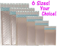 Nude Pink Metallic Bubble Mailers 4x8, 5x9, 6x10, 8.5x12, 9x13 Padded Shipping Quality Sturdy Strong Mailing Envelopes, Weather Resistant