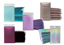 4x8&quot; Purple Lilac, Nude Pink, Holographic, Blue Midnight, Aqua Ice Blue, Burgundy Metallic Bubble Mailers, Padded Envelopes, 4x7.25 Inside