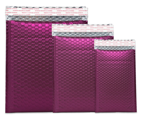 4x8, 6x10, 8x12 Burgundy Wine Red Metallic Bubble Mailers, 3 Sizes! Lightweight Self-Seal Padded Shipping Envelopes Combo, USPS UPS Approved