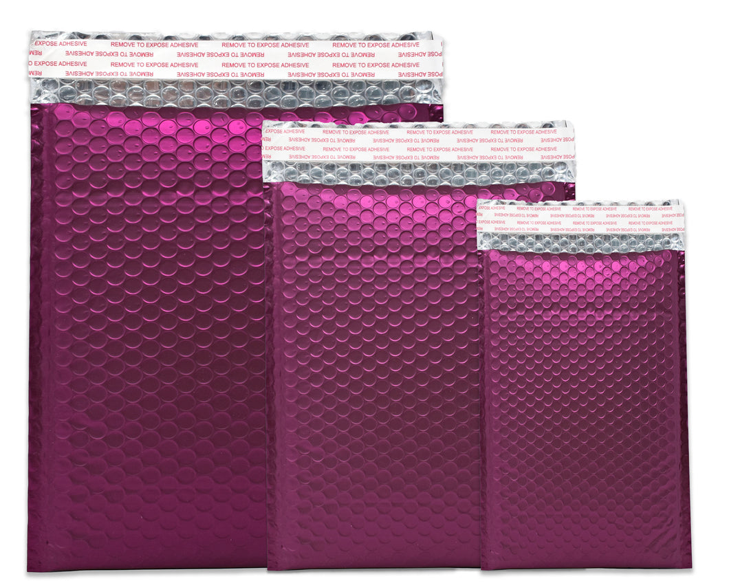 4x8, 6x10, 8x12 Burgundy Wine Red Metallic Bubble Mailers, 3 Sizes! Lightweight Self-Seal Padded Shipping Envelopes Combo, USPS UPS Approved