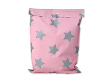 10x13 Pink and Silver, Gold and Black Stars Print Design Self Sealing Mailing Shipping Bags, Beautiful Fun Flat Self Sealing Envelopes, USPS