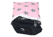 10x13 Pink and Silver, Gold and Black Stars Print Design Self Sealing Mailing Shipping Bags, Beautiful Fun Flat Self Sealing Envelopes, USPS