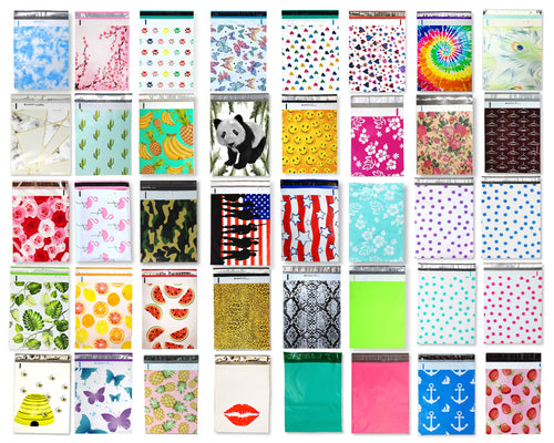 50, 100 10x13 Designer Quality Poly Mailers, Self Adhesive Shipping Colorful Design USPS Mail bags, Colored Flat Envelopes