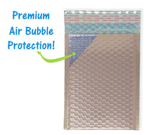 Nude Pink Metallic Bubble Mailers 4x8, 5x9, 6x10, 8.5x12, 9x13 Padded Shipping Quality Sturdy Strong Mailing Envelopes, Weather Resistant