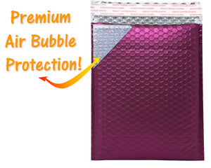 Large 10x15&quot; Purple Lilac, Heart Red, Nude Pink,  Burgundy Wine Metallic Bubble Mailers, Padded Weather Resistant Quality Shipping Envelopes