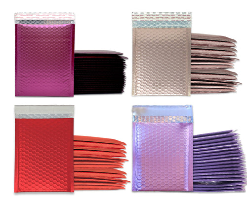 Large 10x15" Purple Lilac, Heart Red, Nude Pink,  Burgundy Wine Metallic Bubble Mailers, Padded Weather Resistant Quality Shipping Envelopes