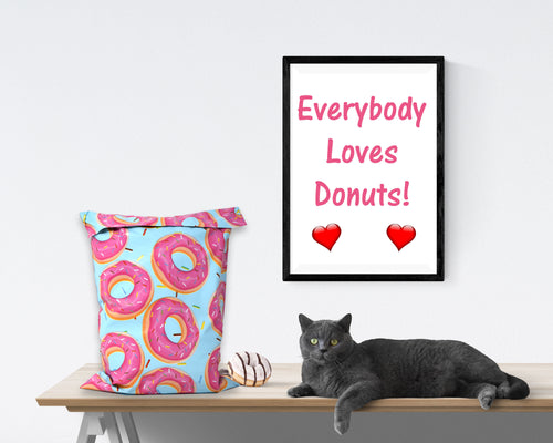 10x13 Delicious Dancing Donuts Poly Mailers, Flat Designer Self Seal Shipping Mailing Business USPS, UPS, FEDEX Approved Mail Postal bags