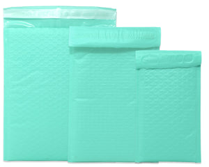 4x8, 6x10, 8x12, 14x20 Cyan Aqua Mint Colored Poly Bubble Mailers! 4 Sizes Padded Envelope Mailers, Air Cushioned Peel Seal Mail Bags!