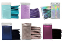 4x8&quot; Purple Lilac, Nude Pink, Holographic, Blue Midnight, Aqua Ice Blue, Burgundy Metallic Bubble Mailers, Padded Envelopes, 4x7.25 Inside