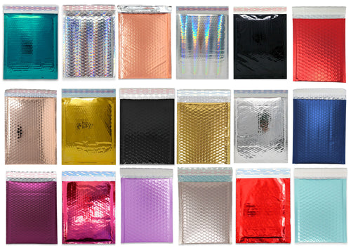 8.5x12" Metallic Bubble Mailers Pink, Teal, Wine Red, Black, Hologram, Gold, Holographic, Nude Pink, Aqua Blue Quality Padded 8x12 Envelopes