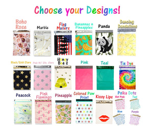 50, 100 10x13 Designer Quality Poly Mailers, Self Adhesive Shipping Colorful Design USPS Mail bags, Colored Flat Envelopes