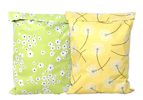 10x13 Dancing Yellow Dandelions and Green WildFlowers Print Design Self Sealing Mailing Shipping Bags Combo, Flat Self Sealing FUN Envelopes
