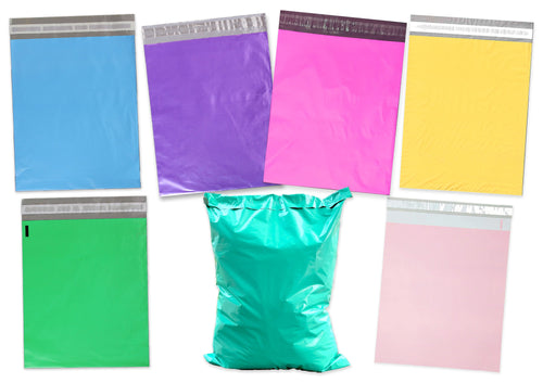 14.5x19 Poly Mailers, Hot Pink, Teal, Green, Blue, Yellow, Purple, Pastel Pink, Flat Poly Mailing Shipping Bags, Combo Colored Shipping Bags