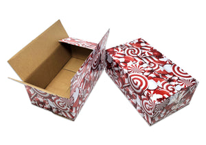 10x6x4" Candy Cane Christmas Designer Boxes, Recyclable, Reusable Shipping Favor Boxes for Gifts, Cute Party Cardboard 32 lb Test Boxes