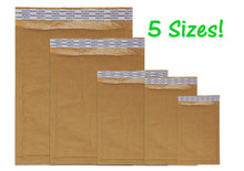 Brown Kraft 4x8, 5x9, 6x10, 8x12, 10x15  Bubble Mailers!   Natural Eco Padded Mailing Envelopes Combo, Cushioned Shipping Paper Mail Bags