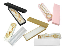 8x2x1" Black Matte, Pastel Pink, Silver, White Swirl, Brown Kraft Cotton Filled Jewelry Boxes, Presentation Display Necklace Eco Freindly