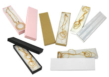 8x2x1" Black Matte, Pastel Pink, Silver, White Swirl, Brown Kraft Cotton Filled Jewelry Boxes, Presentation Display Necklace Eco Freindly
