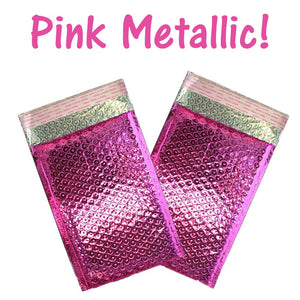 4x8" Shiny Metallic Bubble Mailers Pink, Teal, Gold, Red or Mirrored Black Padded Colorful Self Sealing Rigid Envelopes, 10, 20, 40, 100