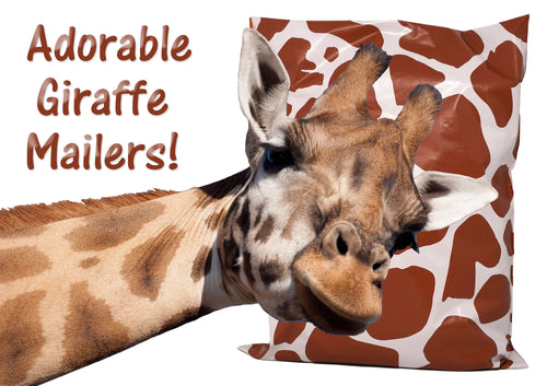 Adorable! Giraffe Print 10x13 inch Poly Mailers, Spotted Designer Self Seal Shipping Mailing Business USPS, UPS, FEDEX Approved Mail bags