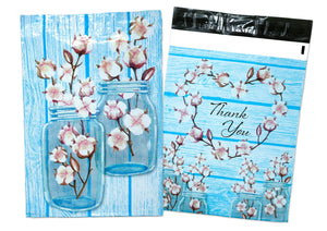 Colorful Cotton Thank you Poly Mailers 10x13", Beautiful Designer Print Self Seal appreciation Shipping Mailing Business Postal lined  bags