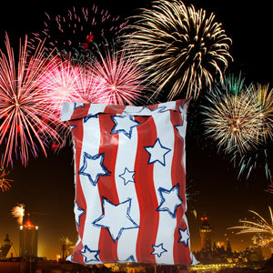 10x13 4th of July, Patriotic You choose Combo! American Soldiers, Red White & Blue Stars and Stripes Flag Design Mailers, Shipping Mail Bags