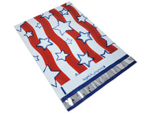 10x13 Patriotic, 4th of July, Red White & Blue Stars and Stripes Design Self Sealing Flat Mailers, American Flag Doodle Shipping Mailing Bag