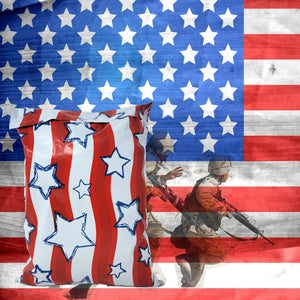 10x13 4th of July, Patriotic You choose Combo! American Soldiers, Red White & Blue Stars and Stripes Flag Design Mailers, Shipping Mail Bags