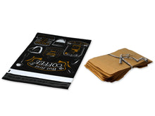 10x13 Inch Coffee Designer Mailers, Designer Self Sealing Shipping Mail Bags for T shirts, Clothing, Coffee grounds, beans, Herbs, Spices
