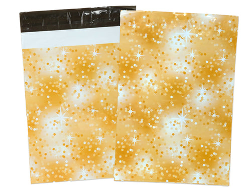 10x13 Inch GOLDEN Glam Confettie Designer Mailers, New Year  Designer Self Sealing Shipping Bags Weddings, Parties, Celebrations, Christmas.