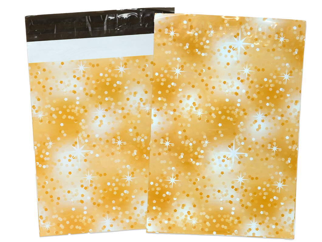 10x13 Inch GOLDEN Glam Confettie Designer Mailers, New Year  Designer Self Sealing Shipping Bags Weddings, Parties, Celebrations, Christmas.