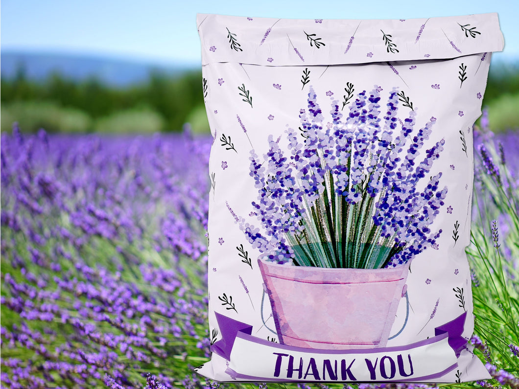 10x13 Lavender Plant Thank you Poly Mailers, Self Sealing Purple Spring Summer Mailer, Cute Packaging, Boutique Poly Mailer Shipping Bags!
