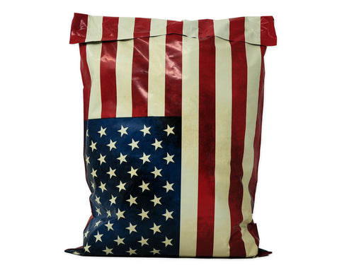 10x13 Rustic Flag Patriotic Poly Shipping Mailers,  United States Red White & Blue Stars and Stripes American Flag Design Shipping Mail Bags