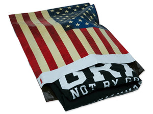 10x13 Rustic Flag Patriotic Poly Shipping Mailers,  United States Red White & Blue Stars and Stripes American Flag Design Shipping Mail Bags