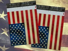 10x13 Rustic Flag Patriotic Poly Shipping Mailers,  United States Red White & Blue Stars and Stripes American Flag Design Shipping Mail Bags