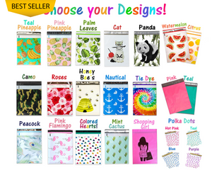 10, 20 -100-150 or 200 10x13&quot; Designer Quality Poly Mailers, Self Adhesive Shipping Colorful Design USPS Mail bags, Colored Flat Envelope