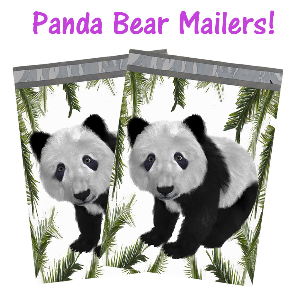 10x13 Cute Panda Bear Flat Poly Mailers, Custom Designer Shipping Self Seal Shipping Mailing bags - ShipNFun