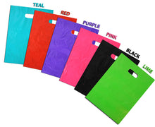9" x 12" Colored PLASTIC MERCHANDISE Bags Retail Store Bags w/Die Cut Handles - ShipNFun