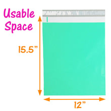 12 x 15" Sea Green Teal Poly Shipping Mailers Self Sealing 12x15.5 Envelope Mailing Bags - ShipNFun