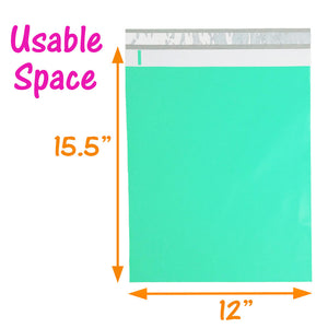 12 x 15" Sea Green Teal Poly Shipping Mailers Self Sealing 12x15.5 Envelope Mailing Bags - ShipNFun